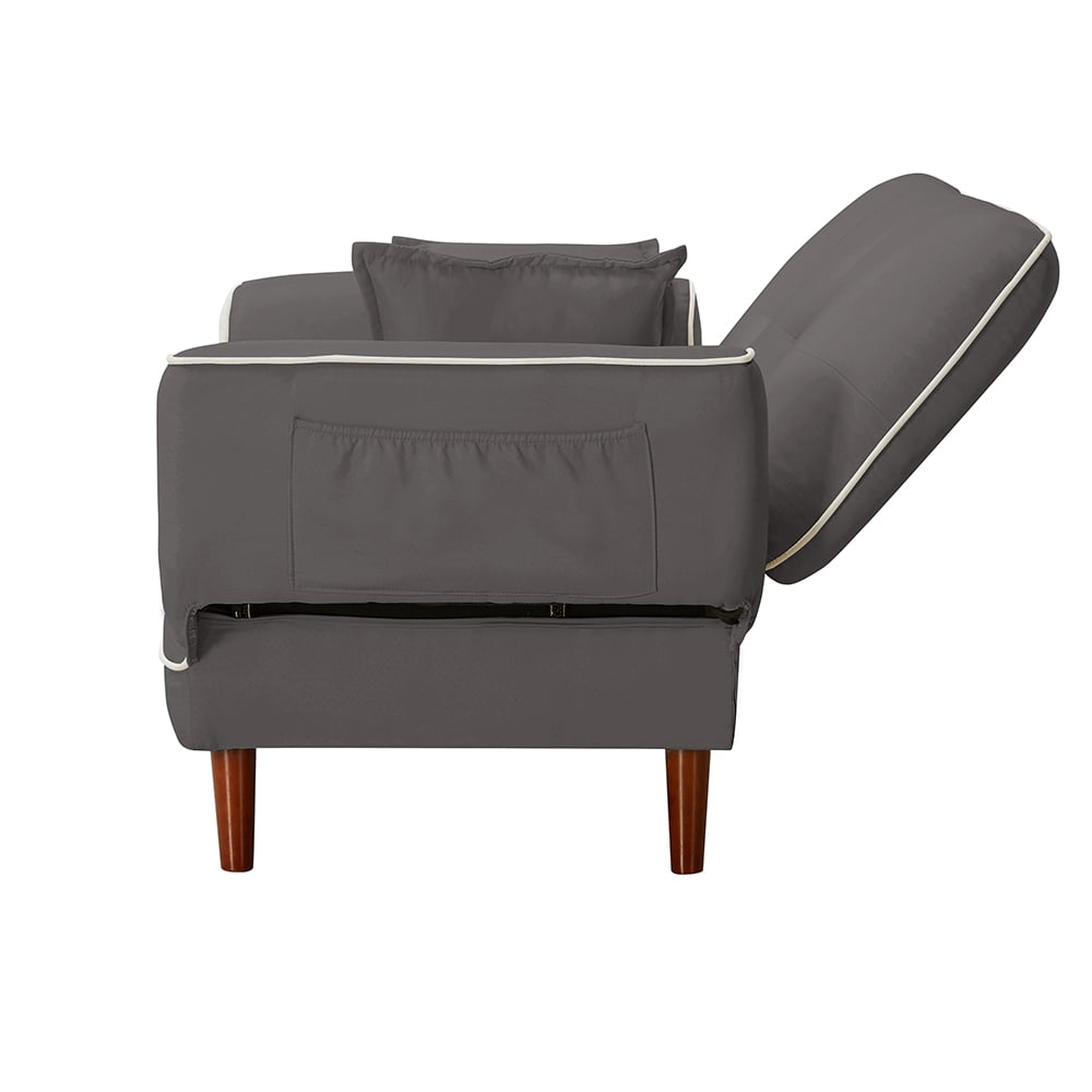 Lowestbest Mid Century Modern Sofa Sleeper Bed with 2 Pillows, Gray Lowestbest Mid Century Modern Sofa Sleeper Bed with 2 Pillows, Gray