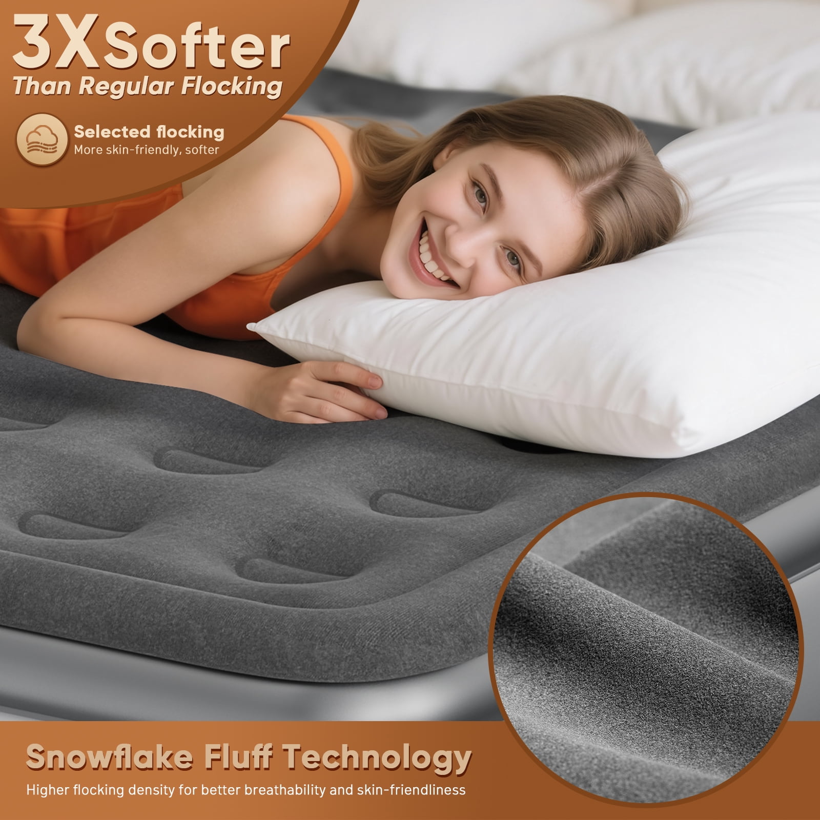 Divon Twin Air Mattress with Built-In Pump, 18-inch Elevated Inflatable Airbed, Portable Blow Up Bed for Guests, Game Night Sleepovers, Gray