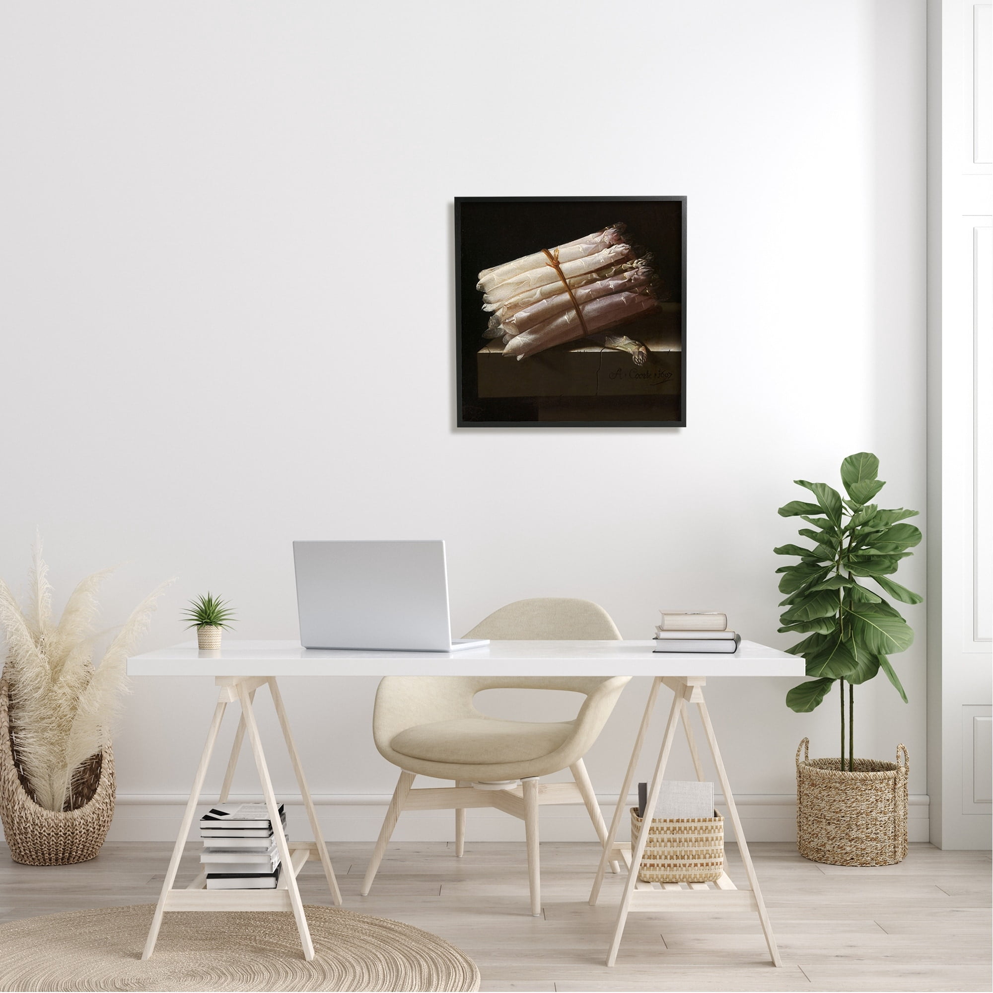 Stupell Industries Still Life with Asparagus Adriaen Coorte Classical Painting Painting Black Framed Art Print Wall Art, Design by one1000paintings