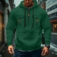 thumbnail image 2 of Evdexr Quarter Zip Hoodies Mens Tactical Big and Tall Pullover Fall Drawstring Long Sleeve Athletic Hoody Winter Kangaroo Pockets Cargo Oversized Sweatshirt Dark Green S, 2 of 7