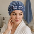 thumbnail image 1 of Toalla de microfibra para el cabello con moño, turbante absorbente para mujeres con cabello largo, grueso y rizado, ligero y de secado rápido, gris., 1 of 6