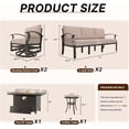 thumbnail image 6 of ALAULM Aluminum Patio Furniture Set with Propane Fire Pit Table 8-seat Metal Outdoor Furniture w/Fire Pit Patio Sectional w/5.1" Cushions for Patio, Backyard, Poolside-Sand, 6 of 6
