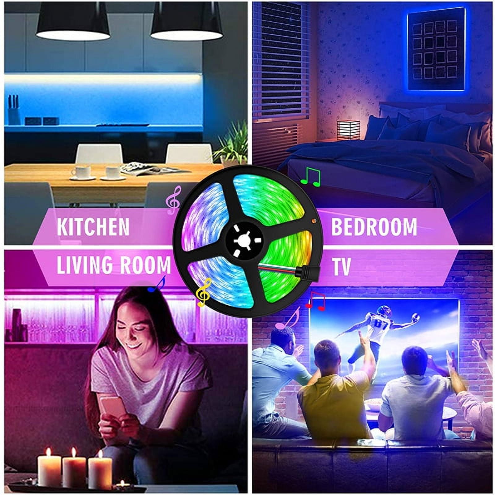 AlexTong LED Light Strip 3528LED Tape Lights, 32.8ft RGB Color Changing Led Light Strips with Remote for Room Home Decoration Flexible Strip Lights for Bedroom, Desk, Home Decoration, Party