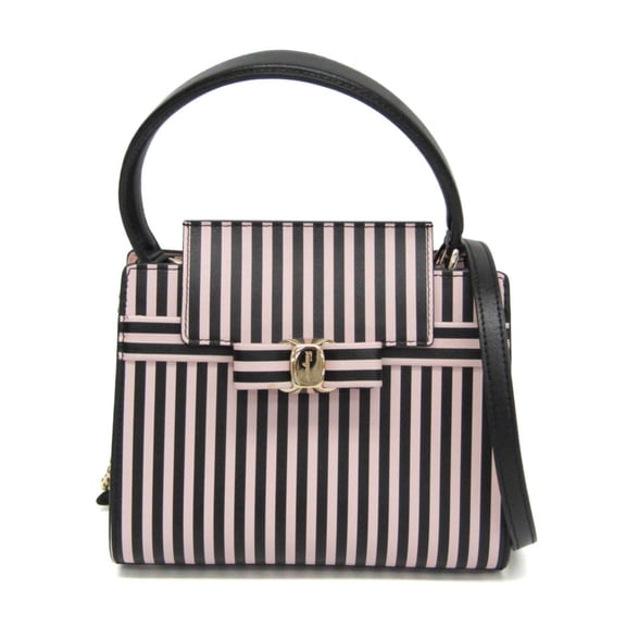 Pre-Owned Salvatore Ferragamo Vara Striped 2-way Bag FZ-21 1262 Women's Leather... (Good)