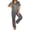 L-Deep Grey, variant on UVN Pajamas Sets for Women Short Sleeve Button Down Tops And Pants Sleepwear Soft Silk Satin Pjs Loungewear 2 Piece Outfit