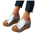 thumbnail image 6 of YLYL Womens Wedge Platform Sandals Open Toe Cork Footbed Slip on Comfy Casual Summer Slippers, 6 of 9