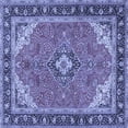 thumbnail image 1 of Ahgly Company Machine Washable Indoor Square Medallion Blue Traditional Area Rugs, 4' Square, 1 of 4