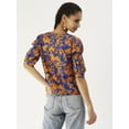 thumbnail image 3 of DressBerry Women’s Printed Cotton Poplin Top V Neck Flared Elbow Sleeves Waist Length Regular Wear Light Weighted Casual Summer Blouse, 3 of 7