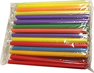 NineChef Bundle - Large Milkshake Straws - Extra Wide Diameter - 35ct/Poly Bag. Cellophane Wrapped Bright Colors + 1 NineChef Brand Long Handle Spoon