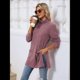 thumbnail image 5 of Camisas de Larga para Mujer, Blusas Túnica Casuales de Cuello Alto Rojo Púrpura XL, 5 of 10