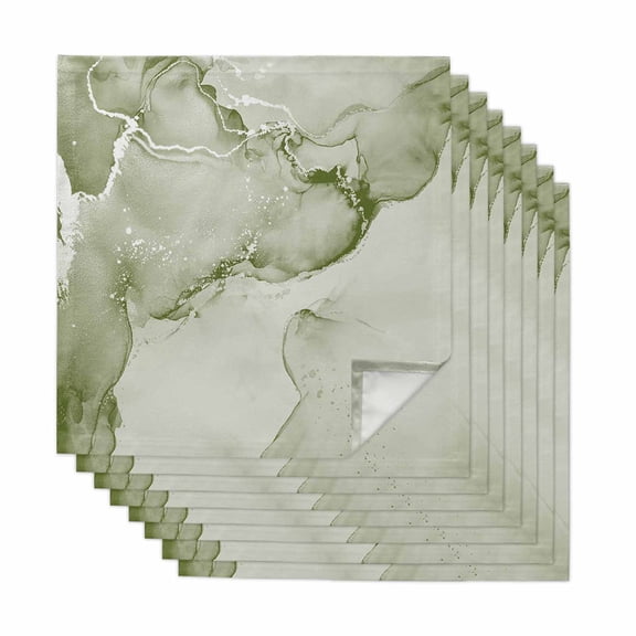 Marble Sage Green Cloth Napkins, Modern Abstract Ink Painting Luxury Washable and Reusable Dinner Napkins Set of 8, Table Napkin for Kitchen Party Birthday Wedding Hotel Housewarming 20"x20"
