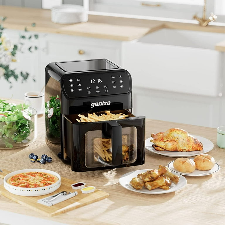 Air Fryer 4.2 Qt, Fabuletta Smart Air Fryer Oven With 9 Cooking Functions,  Shake Reminder, Powerful 1550W Electric Air Fryer Oilless Cooker,Tempered  Glass Display, Nonstick Dishwasher-Safe Basket 