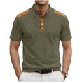 thumbnail image 2 of Gamivast Mens Henley Shirts Color Block Waffle-Textured Button Placket Tee Shirts Vintage Splicing Casual Shirts Summer Daily Streetwear Outdoor Gym, 2 of 4