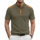 thumbnail image 2 of Ceisia Men's Loose Fit Ribbed Polo Shirt Short Sleeve Stand Collar Color Block Casual Daily Summer Tops Army Green XL Gifts, 2 of 4