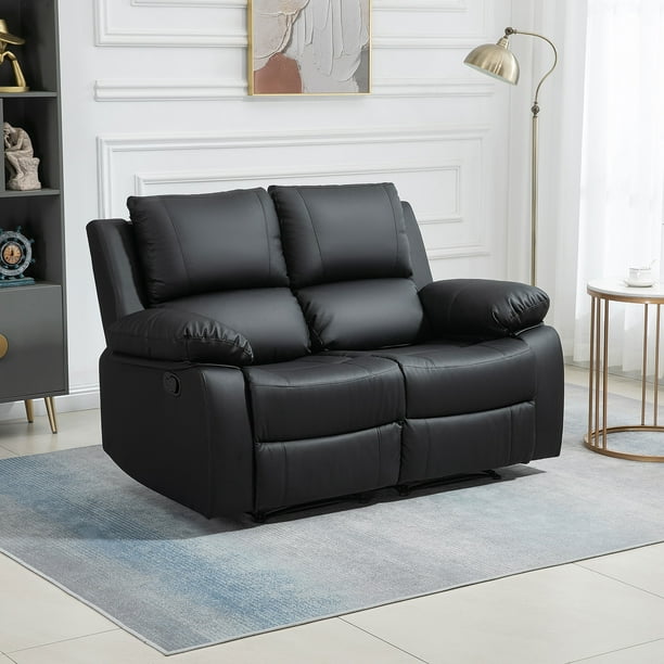 HOMCOM Double Seat Recliner PU Leather Loveseat Reclining Sofa