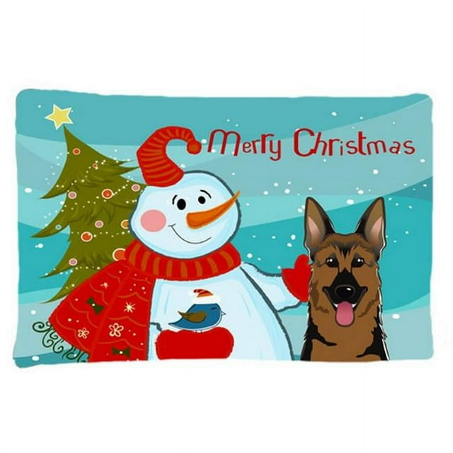 Carolines Treasures BB1831PILLOWCASE Snowman With German Shepherd Fabric Standard Pillowcase