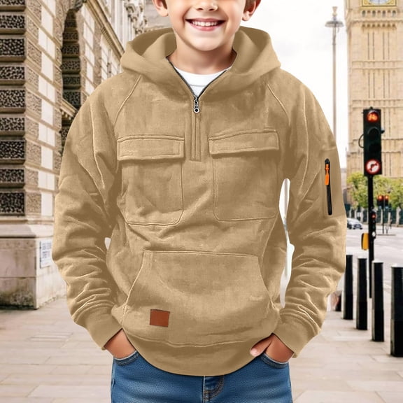 Hoodies for Boys 14-16 Hoodies for Teen Boys Quarter Zip Pullover Vintage Long Sleeve Outdoor Athletic Sweatshirt Kids Fall Sports Hoodie