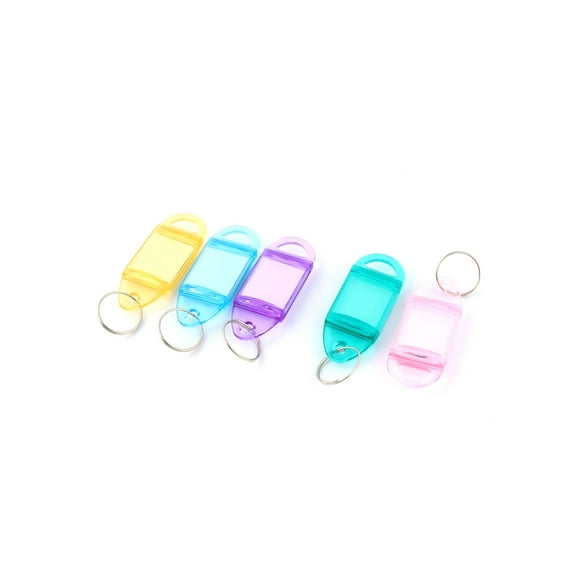 Plastic Oval Shape Name Cards Key Label Ring Keychain Assorted Color 5pcs