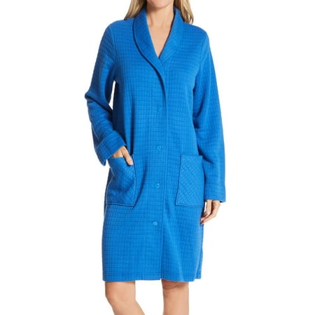 Women’s Miss Elaine 857901 Quilt-in-Knit Short Robe (Bright Blue XL)