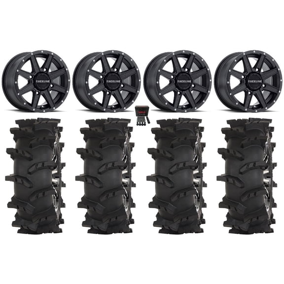 Raceline Hostage 14" Wheels Black 30" Outlaw Max Tires Can-Am Commander Maverick Renegade Outlander Defender