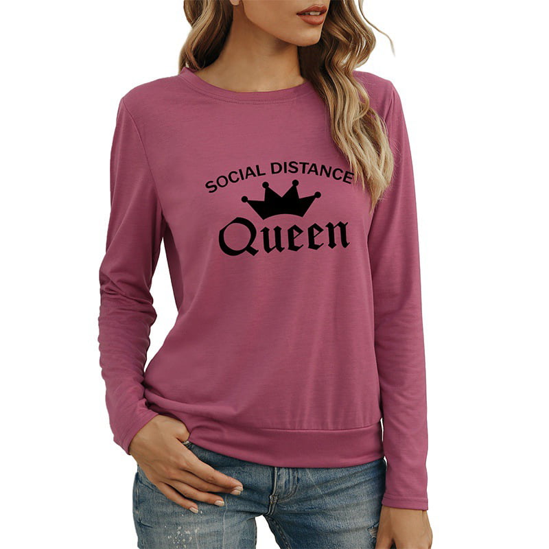 Long sleeve cotton top with print of painting QUEEN OF VIOLETS Artsy Printed artwork on blouse White knitwear Tshirt with long sleeves