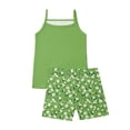 thumbnail image 4 of ITSAME Girls Outfits 2-Piece, Thin Camisole and Floral Print Shorts Summer Casual Home Clothes Set Green Size 4-5, 4 of 7
