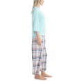 thumbnail image 7 of Goodnight Kiss Women's Fall Fable Pajama Set, Butter Knit 3/4 Sleeve and Capri Pant, Aqua/Plaid, XL, 7 of 7