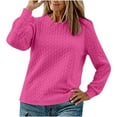 thumbnail image 2 of DDAPJ pyju Womens Textured Sweatshirt Cabble Knit Pullover Sweater Lightweight Crewneck Sweatshirts Hot Pink XXL, 2 of 4