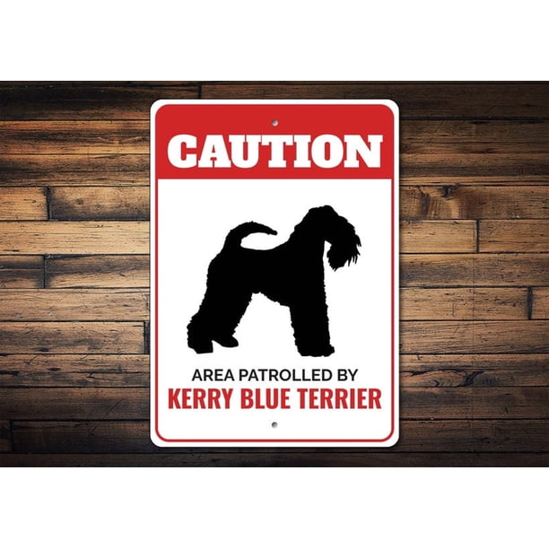 Señal de advertencia para perros Kerry Blue Terrier, señal de advertencia para perros, señal de advertencia para perros amantes de Kerry Blue, señal de advertencia para perros con motivo de la puerta