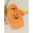 thumbnail image 4 of nvzhuang Infant Baby Fuzzy  Jumpsuit Ghost Face Print Long Sleeve Hood Romper Toddler Clothes, 4 of 8