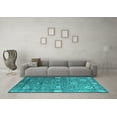 thumbnail image 3 of Ahgly Company Machine Washable Indoor Rectangle Oriental Turquoise Blue Industrial Area Rugs, 3' x 5', 3 of 4