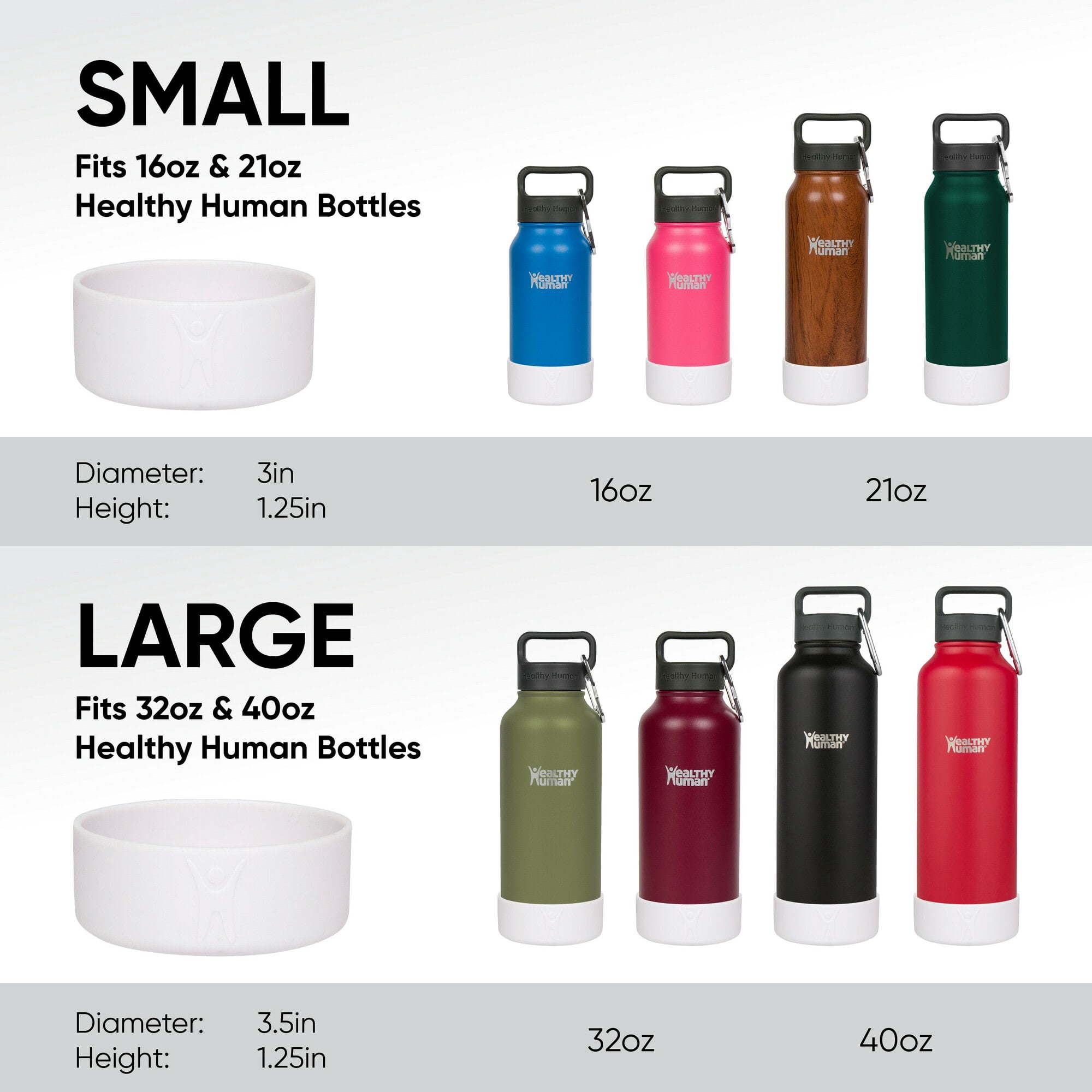 Healthy Human Protective Silicone Bumper Boots for Stein Bottles - Fits 32oz and 40oz Bottles. BPA Free Anti-Slip Bottom Silicone Sleeve Cover Boot, White