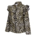 thumbnail image 5 of Open Front Blazer Formal Print Coat Cardigan Work Office Suit Jacket Regular Lightweight 3/4 Sleeve Blazers for Women, 5 of 7