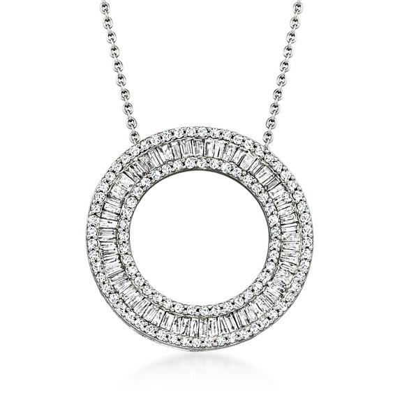 Ross-Simons 1.00 ct. t.w. Diamond Circle Pendant Necklace in Sterling Silver, Women's, Adult