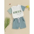 thumbnail image 2 of Bagilaanoe 2pcs Toddler Baby Boy Girl Shorts Set Short Sleeve Letter Embroidery T Shirt Tops + Shorts 3M 6M 12M 18M 24M 3T Kids Casual Summer Clothes, 2 of 8