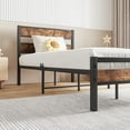 thumbnail image 5 of Paproos Twin Bed Frame, Heavy Duty Metal Platform Bed with Wooden Panel Headboard, Metal Twin Bed with Underbed Storage, Twin Size Metal Bed Frame, No Box Spring Needed, Rustic Brown, 5 of 9