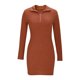 thumbnail image 5 of mfyjkho Vestidos de tallas grandes, Vestido de punto de manga larga con cremallera en la cintura y solapa de color liso para mujer Vestidos para invitadas de boda para mujer m, 5 of 6