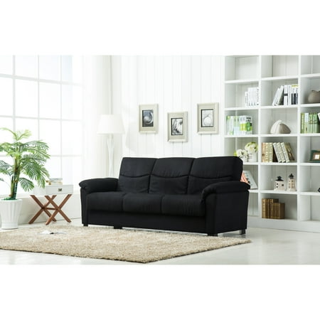 Roundhill Furniture Urban Fabric Storage Sofa Bed, Black