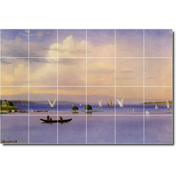 Ceramic Tile Mural-Albert Bierstadt Waterfront Painting 21. 36" w x 24" h using (24) 6 x 6 ceramic tiles