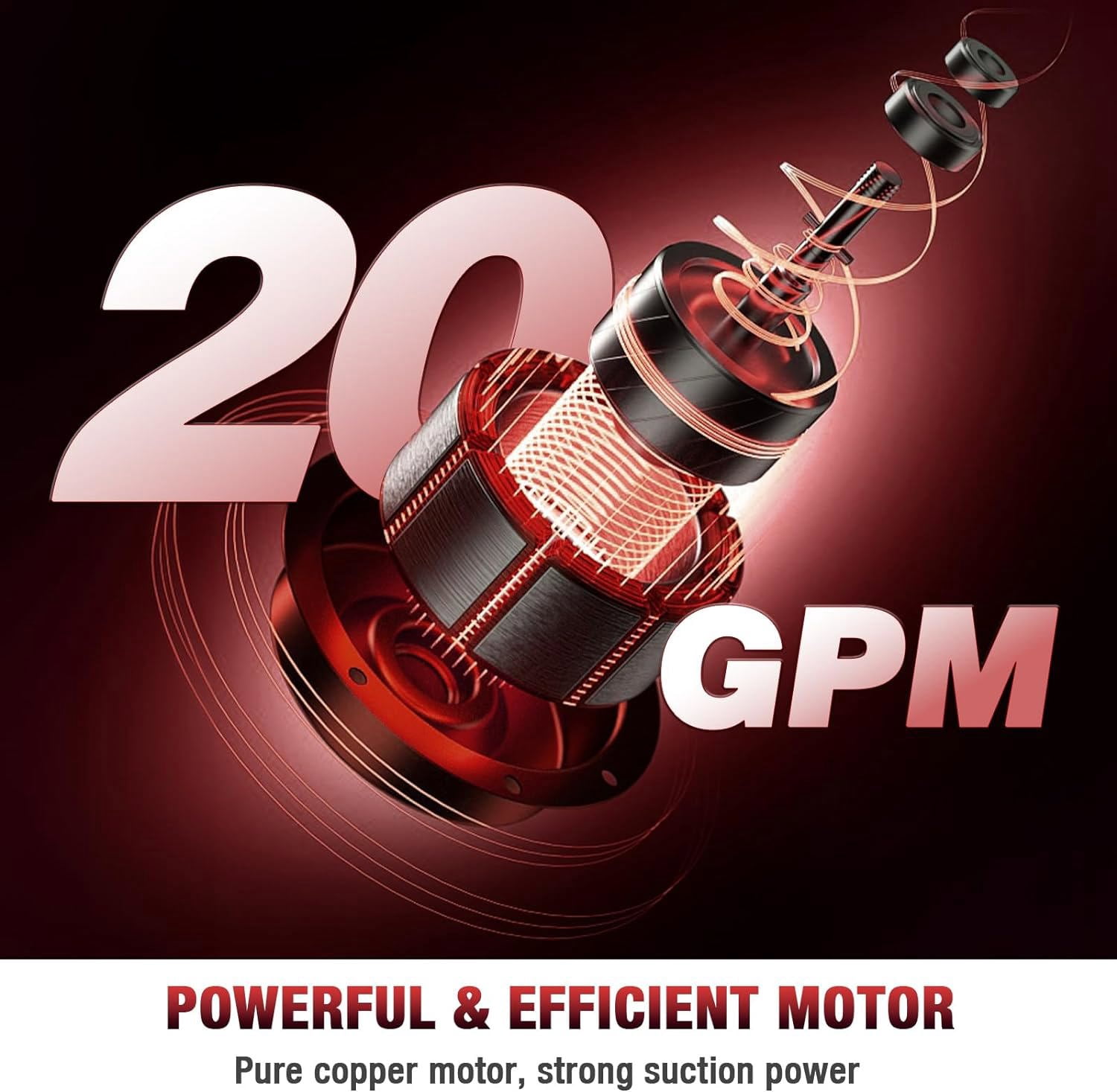 12V 20 GPM High Flow Fuel Transfer Pump with Mechanical Meter, Heavy Duty Cast Iron Pump for Gasoline, Diesel, Kerosene, Ethanol, Methanol, Biodiesel, Red