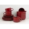 thumbnail image 3 of 10 Strawberry Street Wazee Matte Coupe Dinnerware Set, 16 Pc, Red, 3 of 4