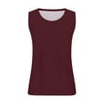 thumbnail image 3 of GIPQJK Plus Size Tank Tops for Women Summer Scoop Neck Sleeveless Tees Basic Soild Color Cotton Beach Blouse Fashion Sleeveless Tops Vest T-Shirt,Deep Red 3XL, 3 of 5