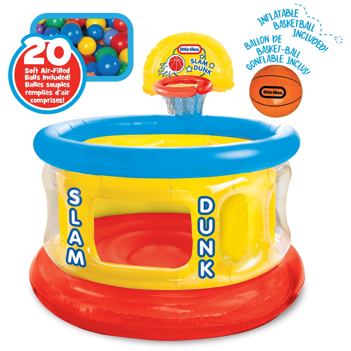 Little Tikes Slam Dunk Big Ball Pit, Inflatable Basketball Hoop and Balls for Kids Ages 3-6