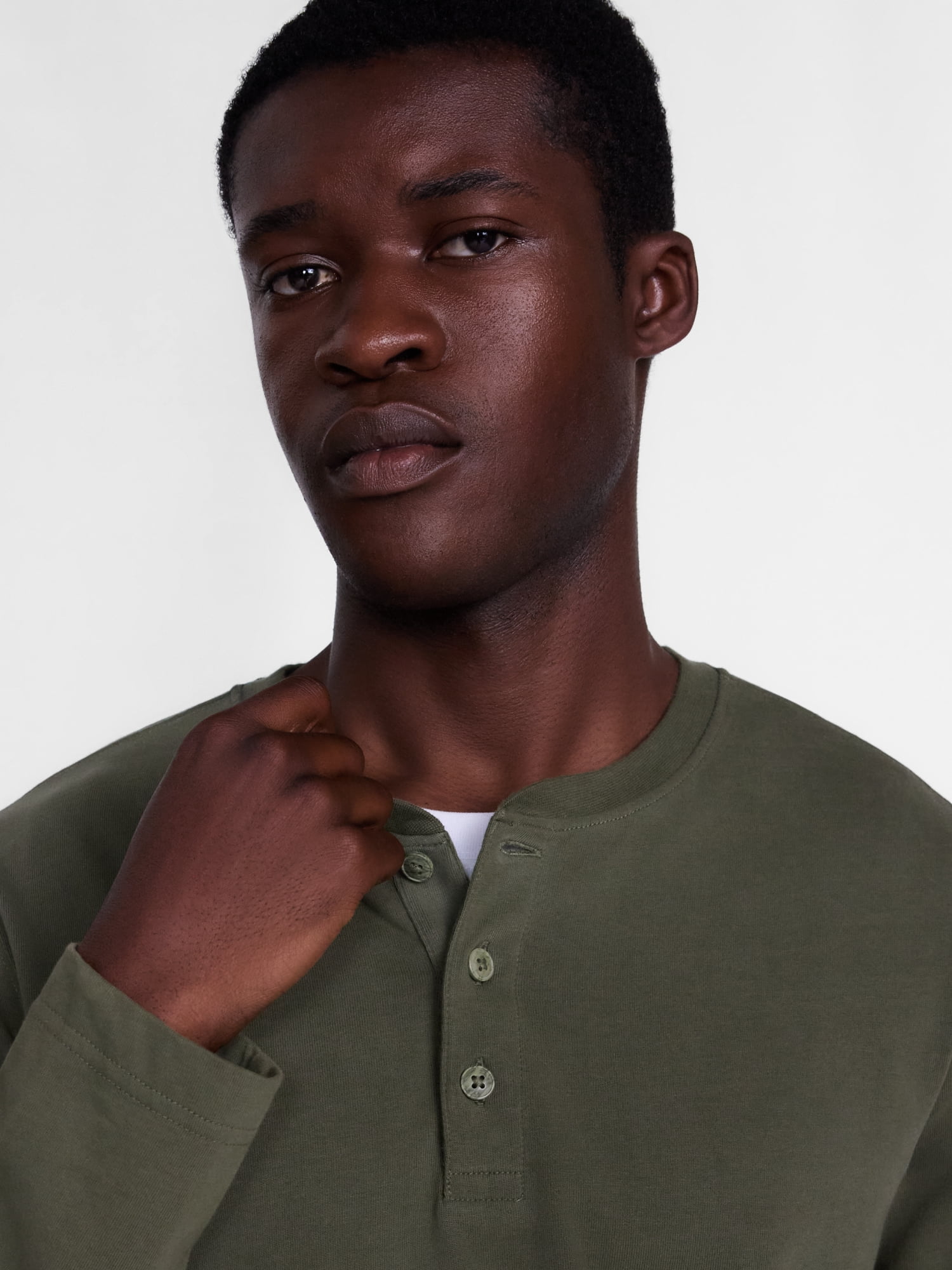 George Men's Henley Shirt with Long Sleeves, Sizes S-5XB