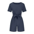 thumbnail image 6 of Clearance! Ohufall Jumpsuits for Women, Fashion Summer Casual Sexy Short Sleeve Solid Color V-Neck Jumpsuits Overalls Women, Rompers for Women, Onesie for Women Clearance, 6 of 6