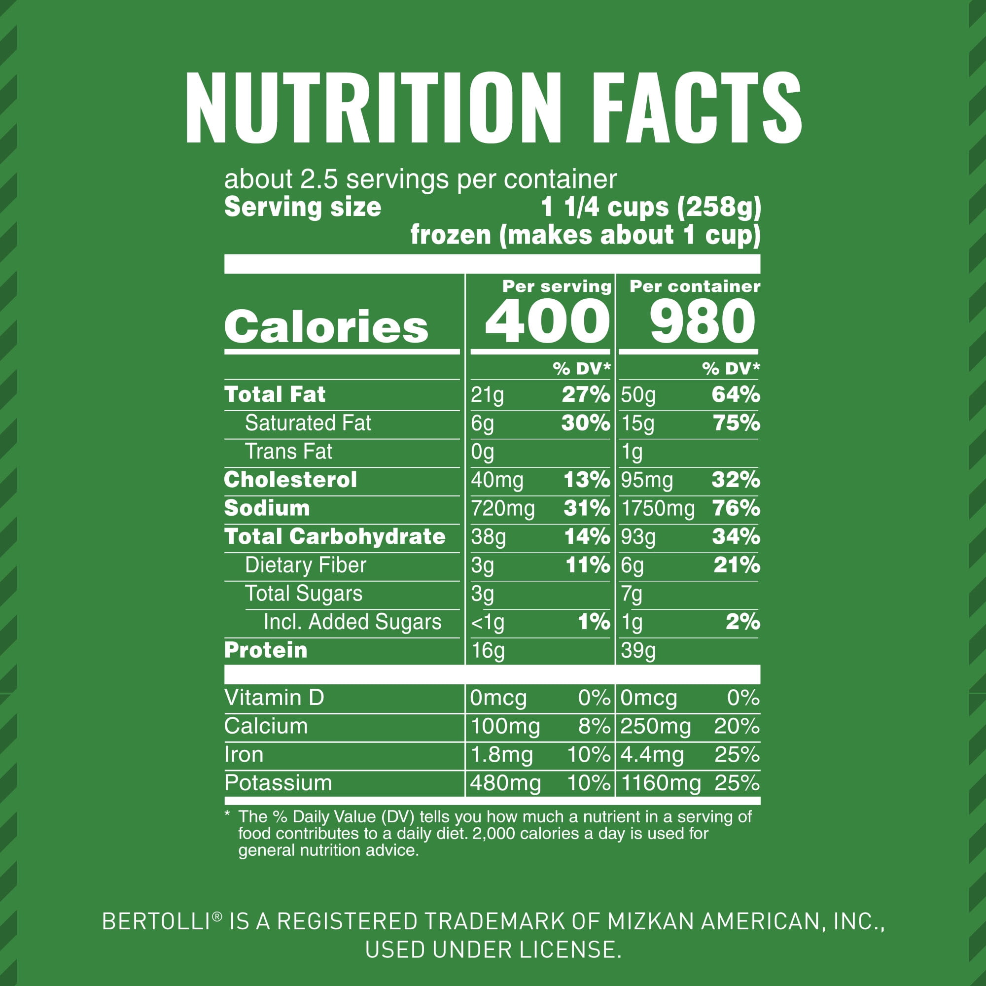 Bertolli Chicken Pesto & Penne, Frozen Meal, 22 oz.