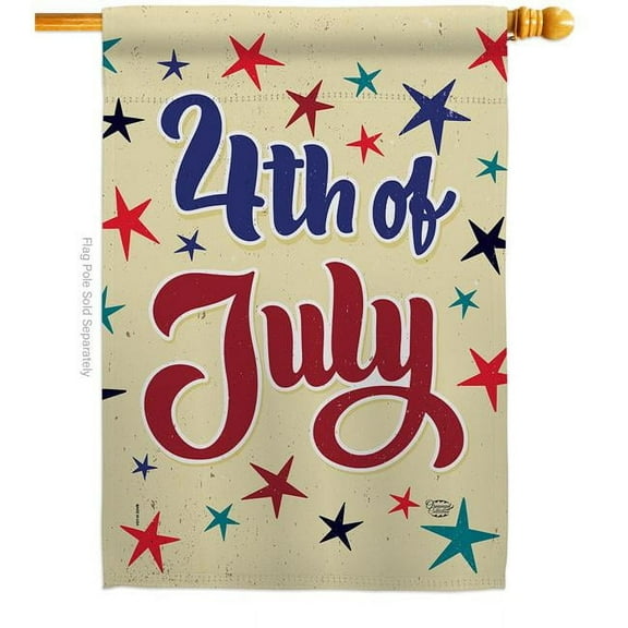 Ornament Collection H192222-BO 28 x 40 in. July 4th Joy American Vertical House Flag with Double-Sided Decorative Banner Garden Yard Gift