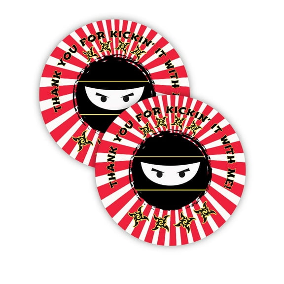 Ninja Party Favor Stickers - 40 Favor Bag Stickers - Ninja Thank You Tag - Ninja Party Supplies - Ninja Party Decorations