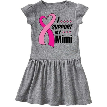 

Inktastic Breast Cancer Awareness I Support My Mimi with Pink Ribbon Gift Toddler Girl Dress