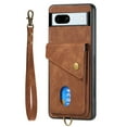 thumbnail image 5 of Wallet Case for Google Pixel 7A, Retro Premium Leather Credit Card Holder RFID Blocking Case with Wrist Strap Stand Magnetic Clasp Flip Anti-Scratch Cover for Google Pixel 7A, Brown, 5 of 7
